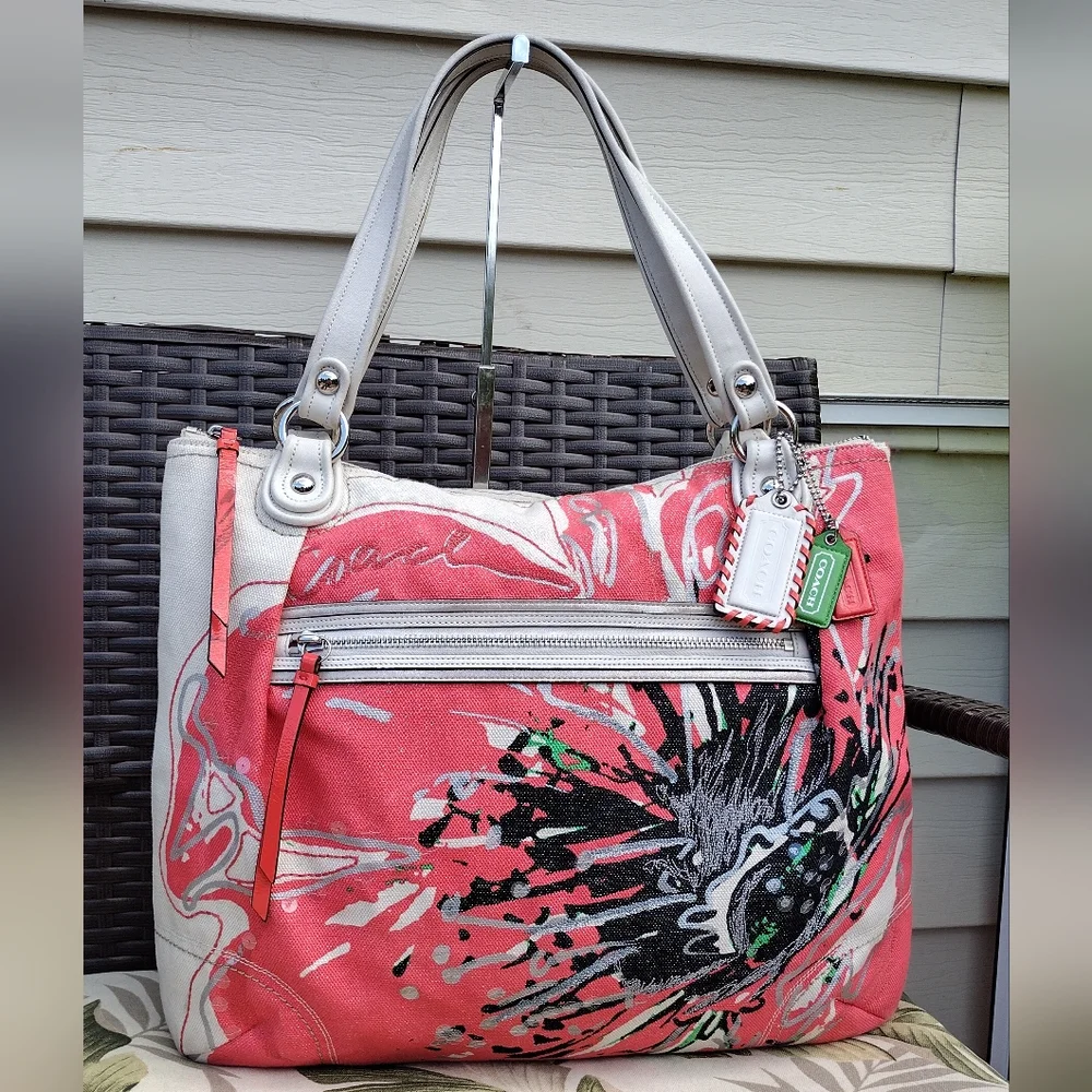 Coach Poppy Placed Flower Glam Sequin Tote